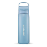 LifeStraw Go Series insulated bottle in Icelandic Blue keeps water cold.