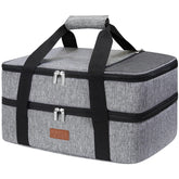 Lifewit double decker casserole carrier front view showing dual compartments for meals