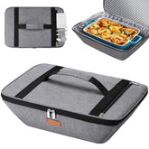 Lifewit insulated casserole carrier top opening keeps a 9x13 dish steady during transport.