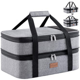 Lifewit insulated double casserole carrier exterior view in grey for durable transport.