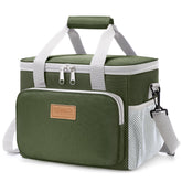 Lifewit insulated lunch bag front view in gray and green, ready for meals.