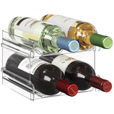 Lifewit stackable wine rack in fridge keeps bottles organized and accessible.