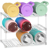 Lifewit stackable bottle storage organizer front view shows clear compartments for easy access.