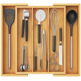 Lifewit Utensil Organizer in-drawer width 13-22.4 inches keeps utensils neat and accessible.