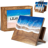 LILKUISYN magnetic knife holder stand in acacia wood keeps knives within reach