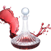 Lily's Home 1000ml wine decanter with glass stopper in focus, showcasing pour control