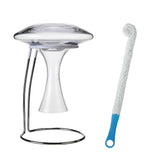 Lily's Home wine decanter drying stand top view; helps prevent water spots.