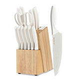 LIN ZHI REN knife set block provides organized, safe storage for all blades.