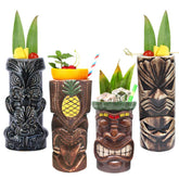 LINALL tiki mugs set of 4 large ceramic tumblers ideal for entertaining tropical cocktails