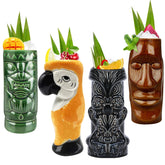 LINALL Tiki Mugs Set of 4 for festive tropical cocktails and social gatherings.