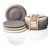 LINE+ARC Degrē coasters sandstone set of six with a stable base to prevent tipping.