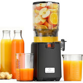 LINKChef cold press juicer with a 130mm feed chute enables whole-fruit juicing.