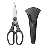 Linoroso kitchen shears with magnetic holder, ideal for meats and vegetables.