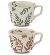 LINVIA ceramic mug with ivy pattern for a calming morning brew