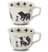 LINVIA fox and bear mug set, 12 oz capacity, ideal for daily coffee