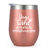 LiqCool dog mom wine tumbler in rose gold for cozy moments with pets
