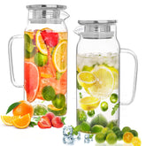 Liuruiyu 2qt glass pitcher with lid and pour spout for smooth serving
