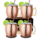LIVEHITOP Moscow Mule mugs set with four cups elevates cocktails and keeps drinks cold.