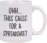 Livinges spreadsheet mug front view; ideal desk companion for daily office coffee.