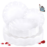 LIYH 24-pcs reusable white plastic plates ideal for gatherings.