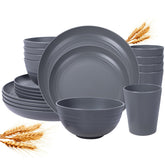 LIYH grey wheat straw dinner plates for everyday meals and outdoor use