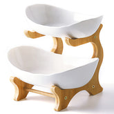 Liywall 2-tier ceramic fruit bowl stand displays fresh fruit on your counter.