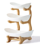 Liywall 3-tier ceramic fruit bowl assembly on a clean kitchen counter for organized snacking
