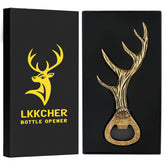 LKKCHER deer antler bottle opener with close view of grip and finish