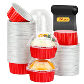 LNYZQUS 5oz cupcake cups with dome lids for easy transport and elegant presentation.