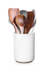 LoeJan Utensil Holder extra-large white keeps counter clutter under control.