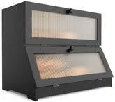 LOHASOK double-layer bamboo bread box front window showing contents at a glance and fresh look