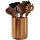 LOHONER acacia wood utensil crock with 360° rotation for easy access