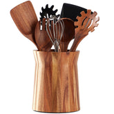 LOHONER wooden utensil holder with 360° rotation keeps utensils within easy reach while cooking.