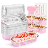 LOKQING pink mini loaf pans with clear lids for party desserts