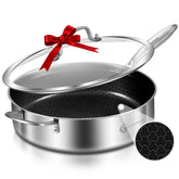 LOLYKITCH hybrid tri-ply sauté pan with lid for even heating and easy prep