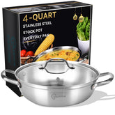 LOLykITCH 12-inch tri-ply sauté pan with lid on stove offering even heat