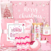 LOMEVE pink snowman gift box with cozy blanket for winter warmth
