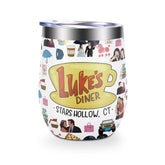 LONGXIN Gilmore-inspired wine tumbler with lid keeps drinks cold or hot