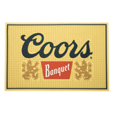 LORD'S ROCKS Coors Banquet bar mat front view protects countertops from spills