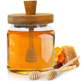 Loscarol honey pot with dipper lid showcases an airtight seal for fresh honey.