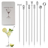 Losneg metal cocktail picks with olive focus for precise garnishes and drink identification