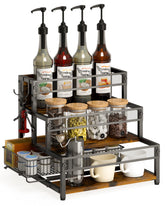 Loteyike 3-tier syrup rack front view neatly displays bottles for quick beverage prep