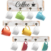 LotFancy coffee mug holder on wall with 12 bronze hooks, ideal for organized kitchen display.