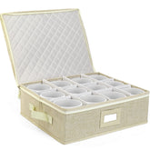LotFancy cup storage box front view with a sturdy hard shell protecting mugs.