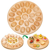 Lounsweer reversible wood deviled egg platter with 18 holes for elegant party serving