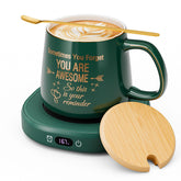 LOUTYTUO coffee mug warmer set front view showing compact desk-friendly design and warmth capability