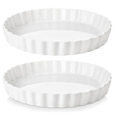 LOVECASA porcelain pie pan 10-inch round set of 2 for versatile baking