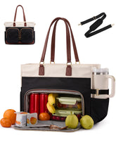 LOVEVOOK Lunch Tote Bag with laptop compartment keeps a 15.6-inch laptop secure for commutes.