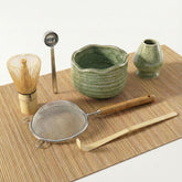 Loyal Sea matcha bowl with pouring spout and celadon glaze.