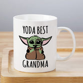 LOZACHE Baby Yoda grandma mug front view with 'Yoda Best Grandma' message for gifting
